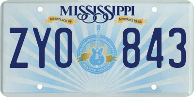 MS license plate ZYO843