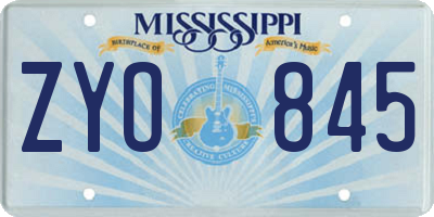MS license plate ZYO845
