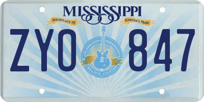 MS license plate ZYO847