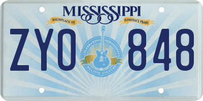 MS license plate ZYO848