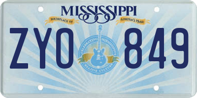 MS license plate ZYO849