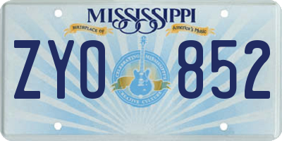 MS license plate ZYO852