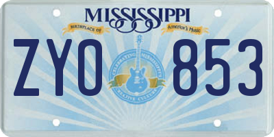 MS license plate ZYO853