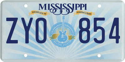 MS license plate ZYO854