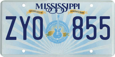 MS license plate ZYO855