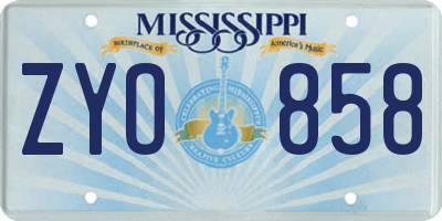 MS license plate ZYO858