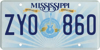 MS license plate ZYO860