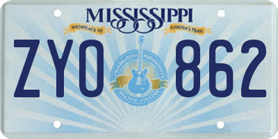 MS license plate ZYO862