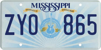 MS license plate ZYO865