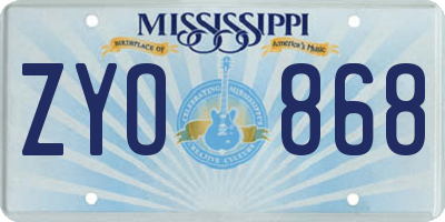 MS license plate ZYO868