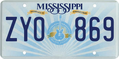MS license plate ZYO869