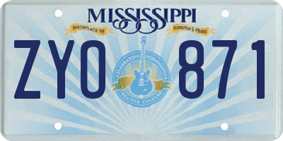 MS license plate ZYO871