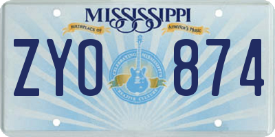 MS license plate ZYO874