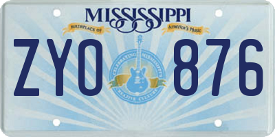 MS license plate ZYO876