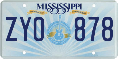 MS license plate ZYO878
