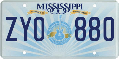 MS license plate ZYO880