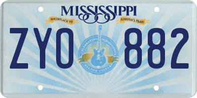 MS license plate ZYO882