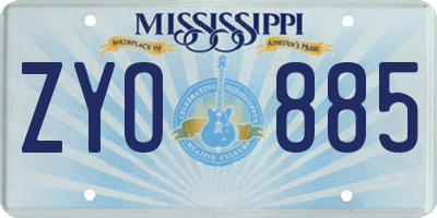 MS license plate ZYO885