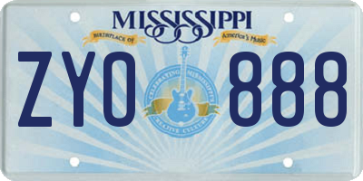 MS license plate ZYO888
