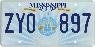 MS license plate ZYO897