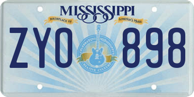 MS license plate ZYO898