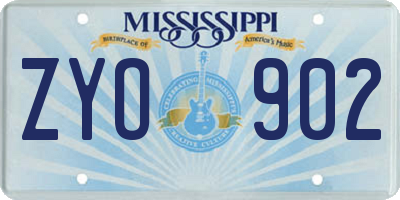 MS license plate ZYO902