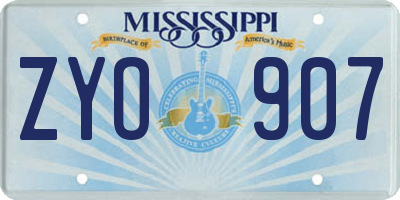 MS license plate ZYO907