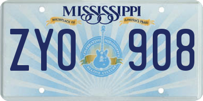 MS license plate ZYO908