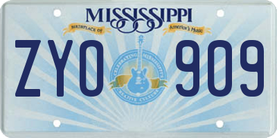 MS license plate ZYO909