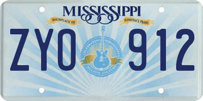 MS license plate ZYO912