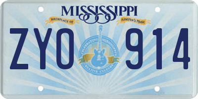 MS license plate ZYO914