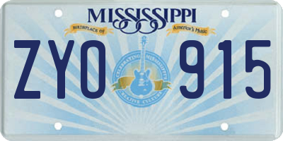 MS license plate ZYO915