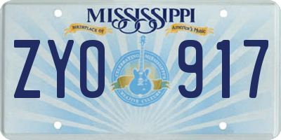 MS license plate ZYO917
