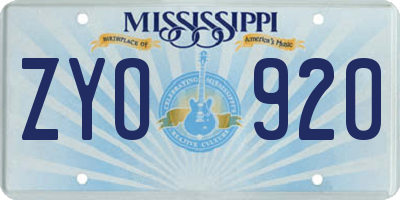 MS license plate ZYO920