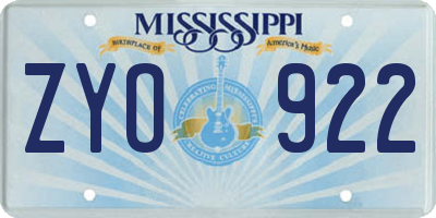 MS license plate ZYO922