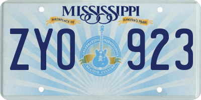 MS license plate ZYO923