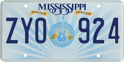 MS license plate ZYO924