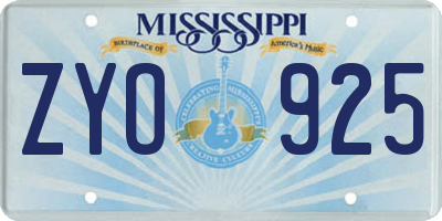 MS license plate ZYO925