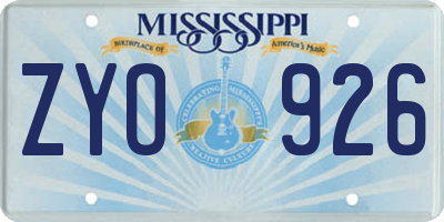 MS license plate ZYO926