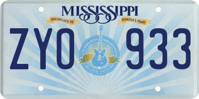 MS license plate ZYO933