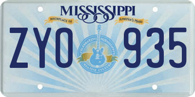 MS license plate ZYO935