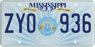 MS license plate ZYO936