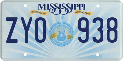 MS license plate ZYO938