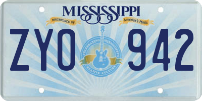 MS license plate ZYO942
