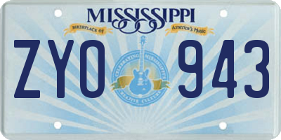 MS license plate ZYO943