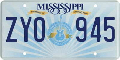 MS license plate ZYO945