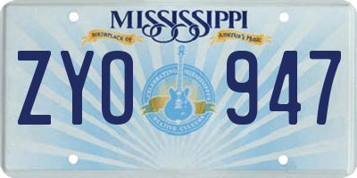 MS license plate ZYO947