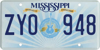 MS license plate ZYO948
