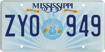 MS license plate ZYO949