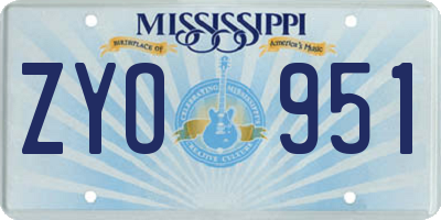 MS license plate ZYO951